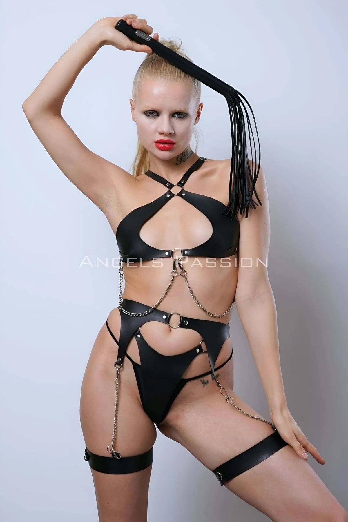 Leather Garter Harness Set - Adjustable Body Lingerie