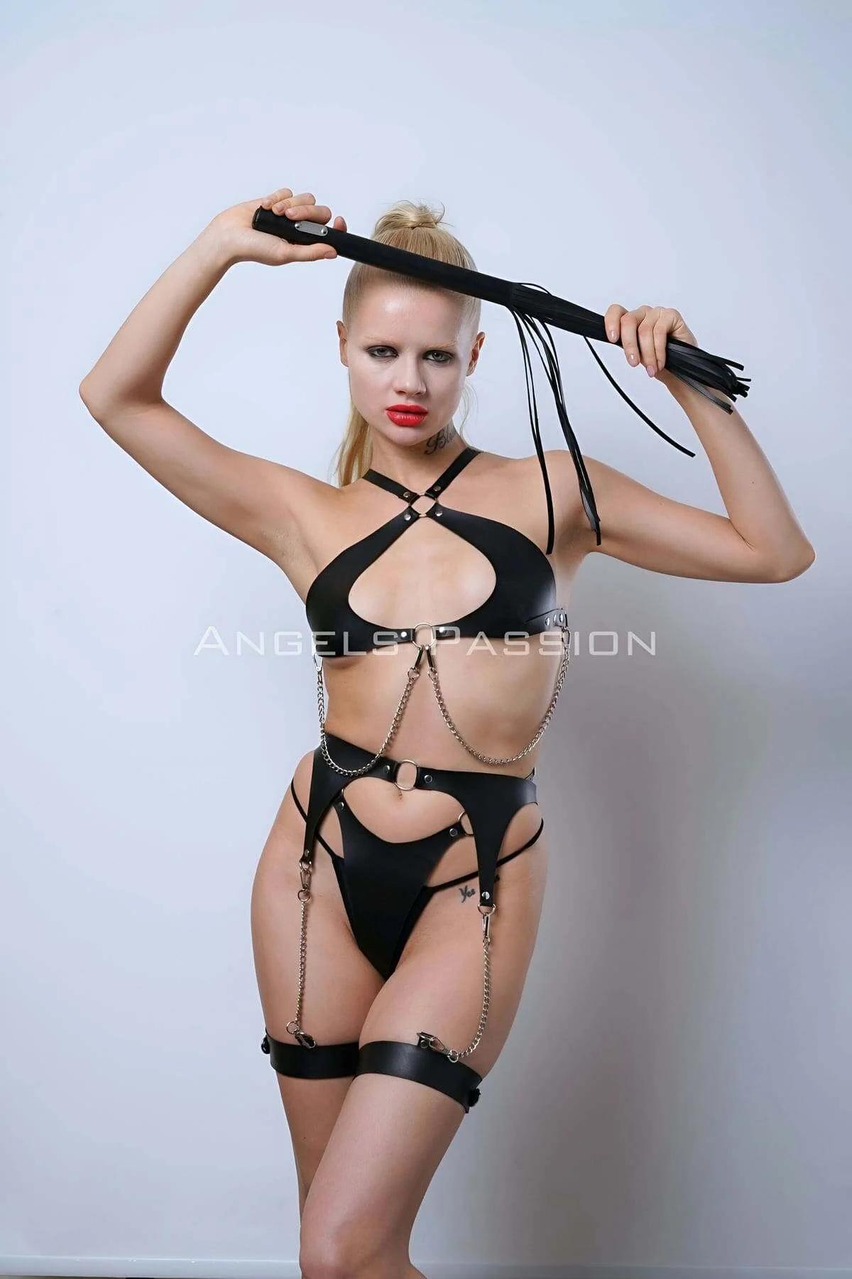 Leather Garter Harness Set - Adjustable Body Lingerie