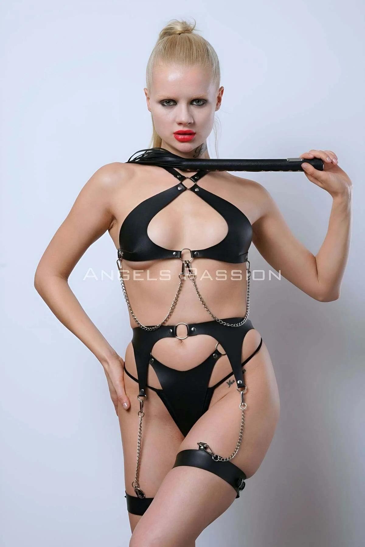 Leather Garter Harness Set - Adjustable Body Lingerie