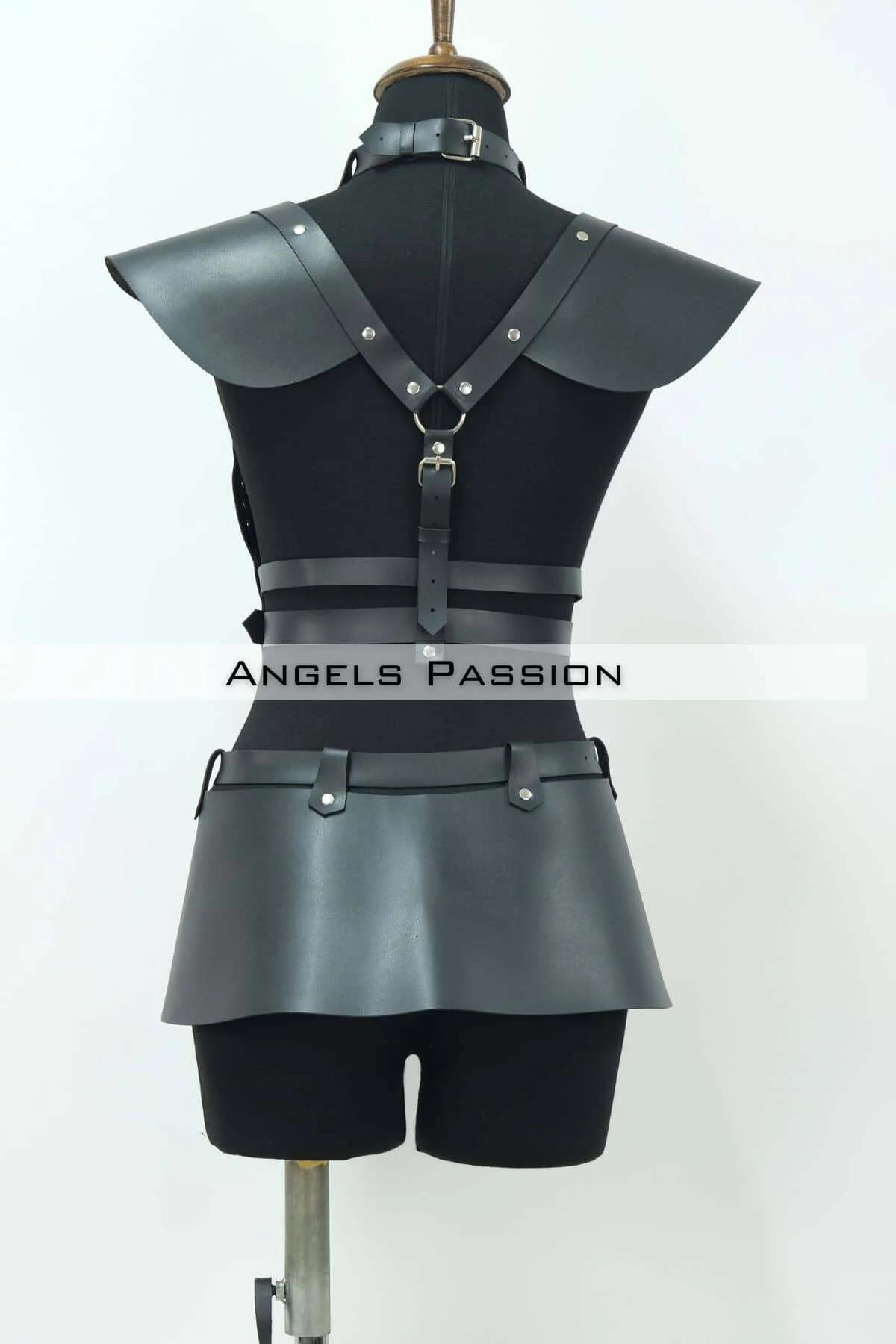 Red Leather Body Harness Set – Adjustable Chest & Skirt