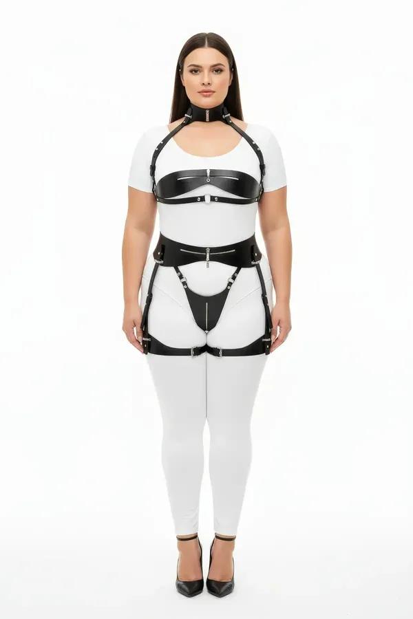 Full Body Harness with Neck Collar & Garter Straps