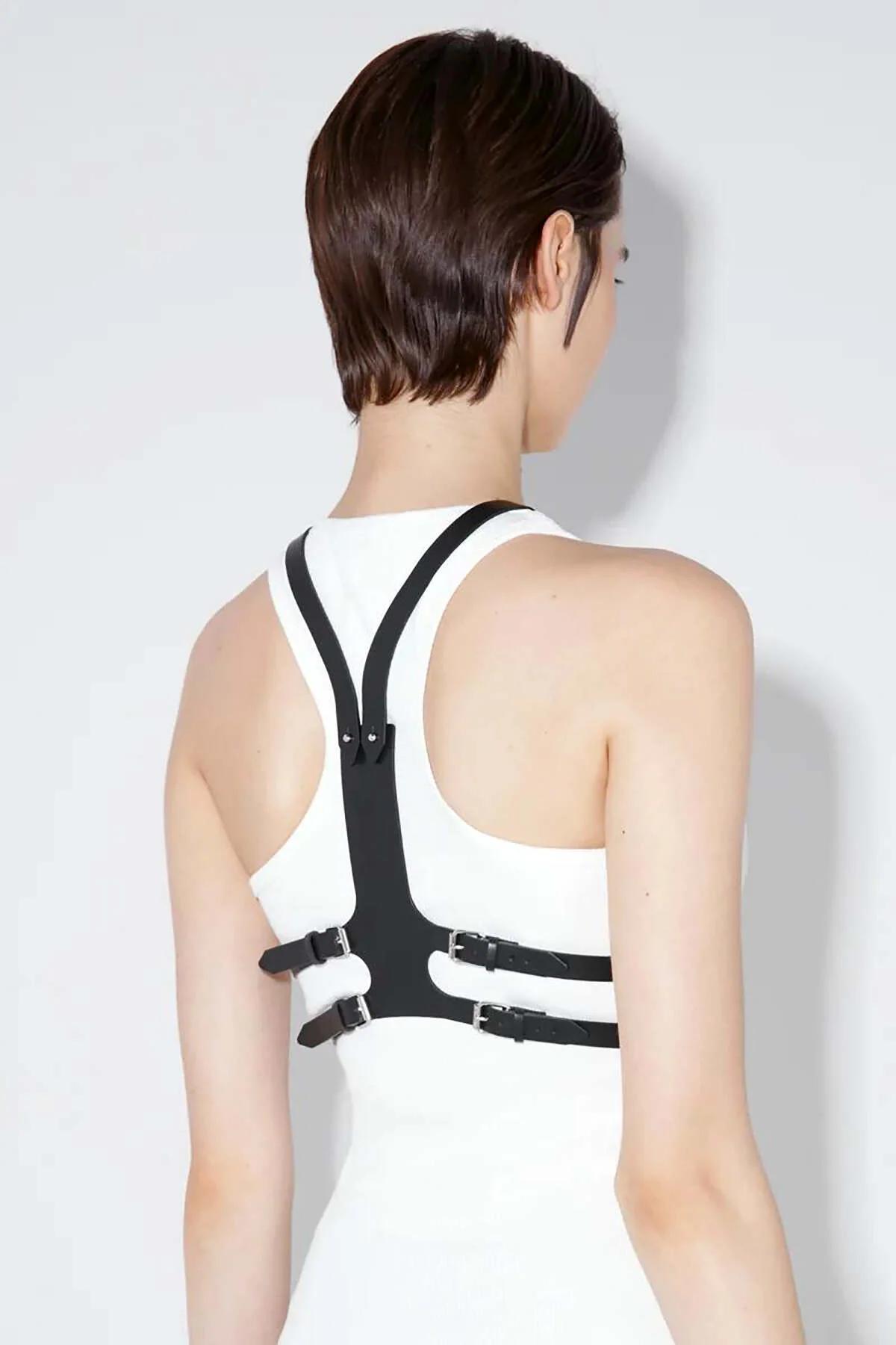 Women's Fashion Chest Harness - Modern Leather Style