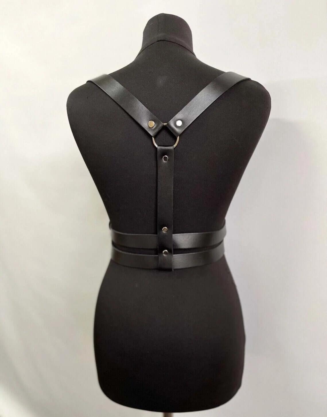 Womens Leather Harness Body Belt with Adjustable Tassels