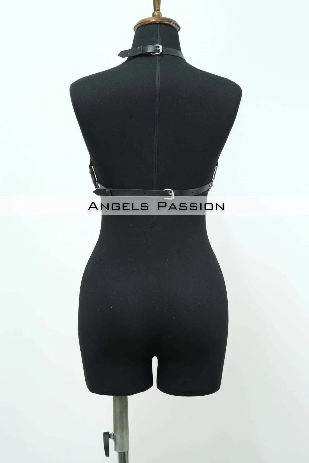 Leather Chest Harness Bra Top Adjustable Strappy Design