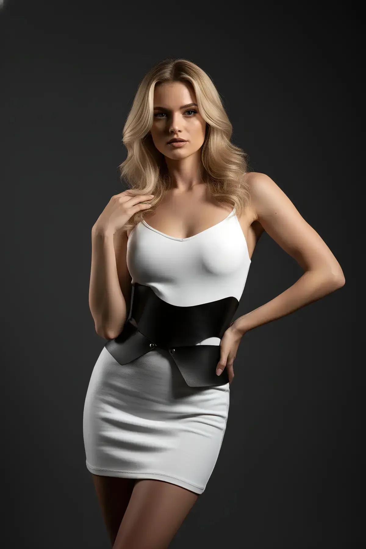 Sculpted Waist Cincher Harness with Faux Leather Panels