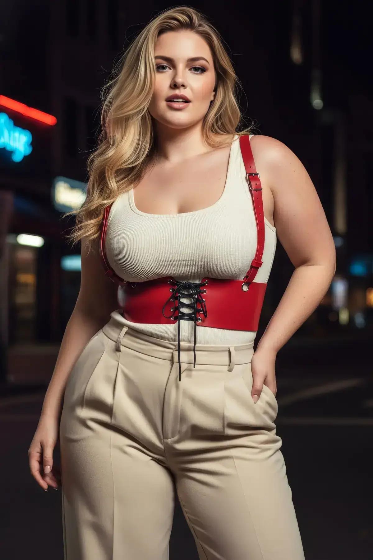 Red Underbust Harness with Front Lace-Up Detail