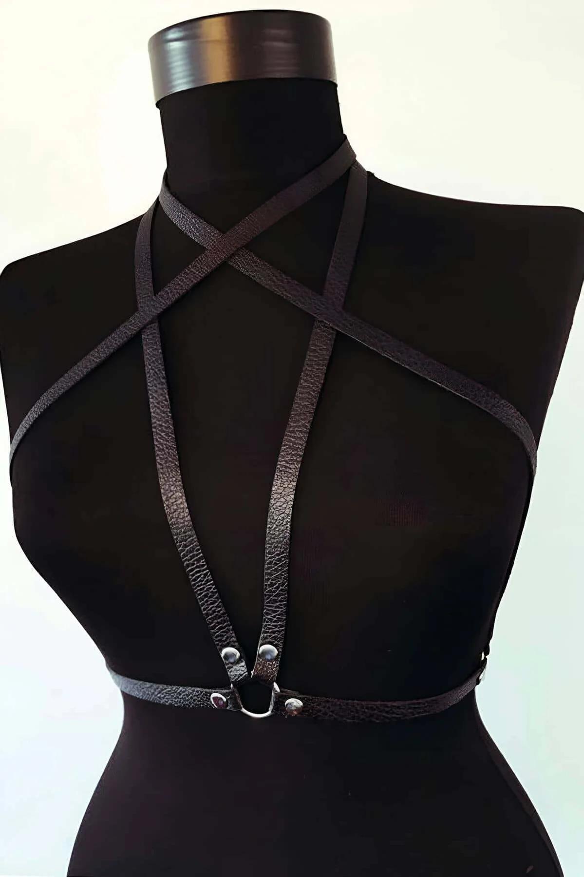 Faux Leather Body Harness - Adjustable Strappy Fashion Accessory