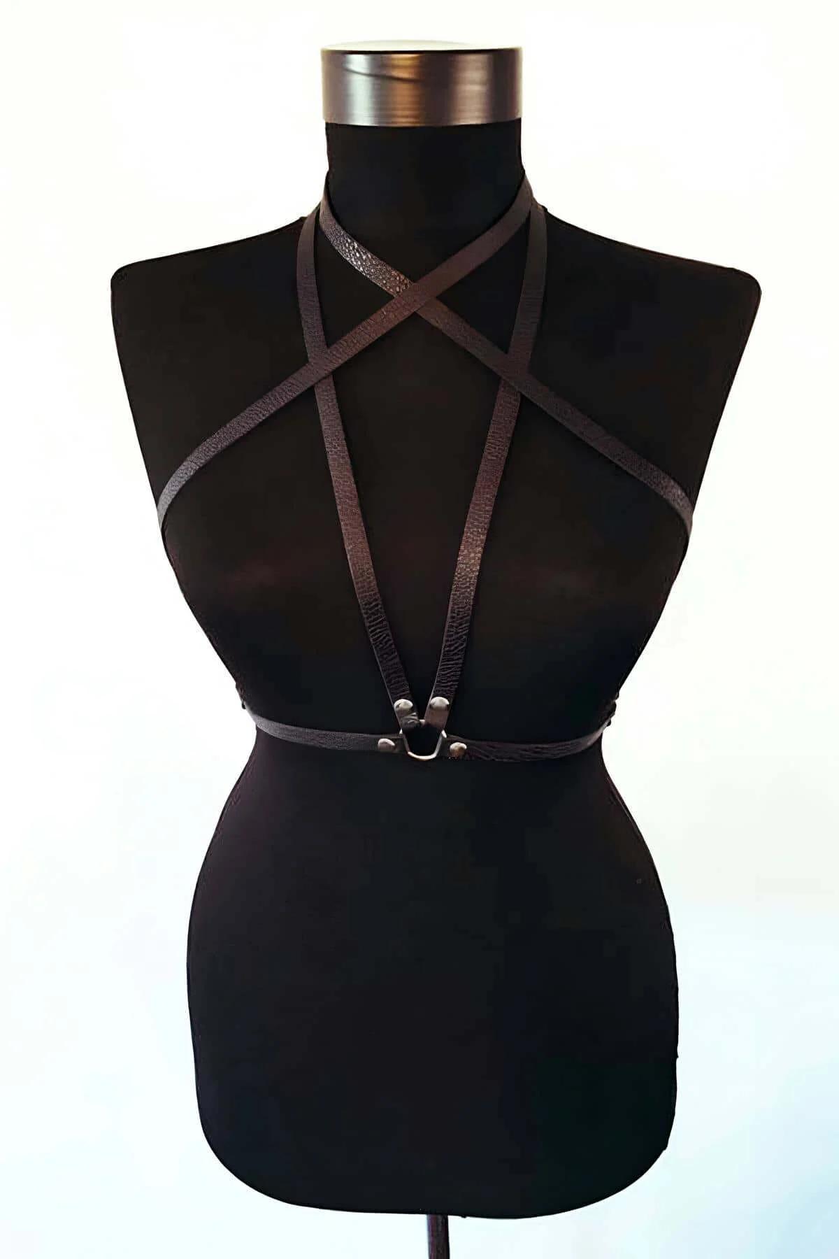 Faux Leather Body Harness - Adjustable Strappy Fashion Accessory