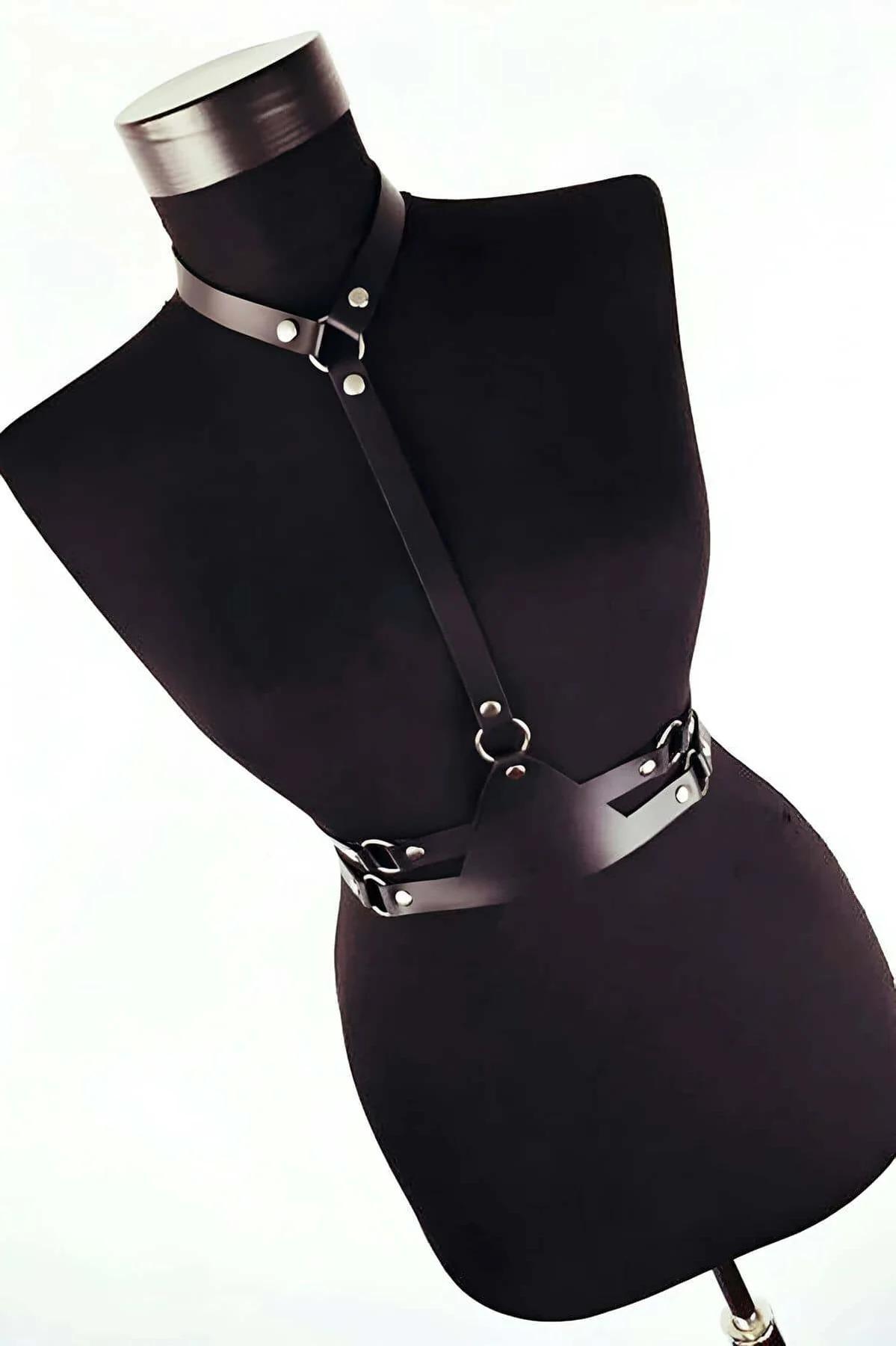 Adjustable Faux Leather Chest Harness Waist Belt Fashion