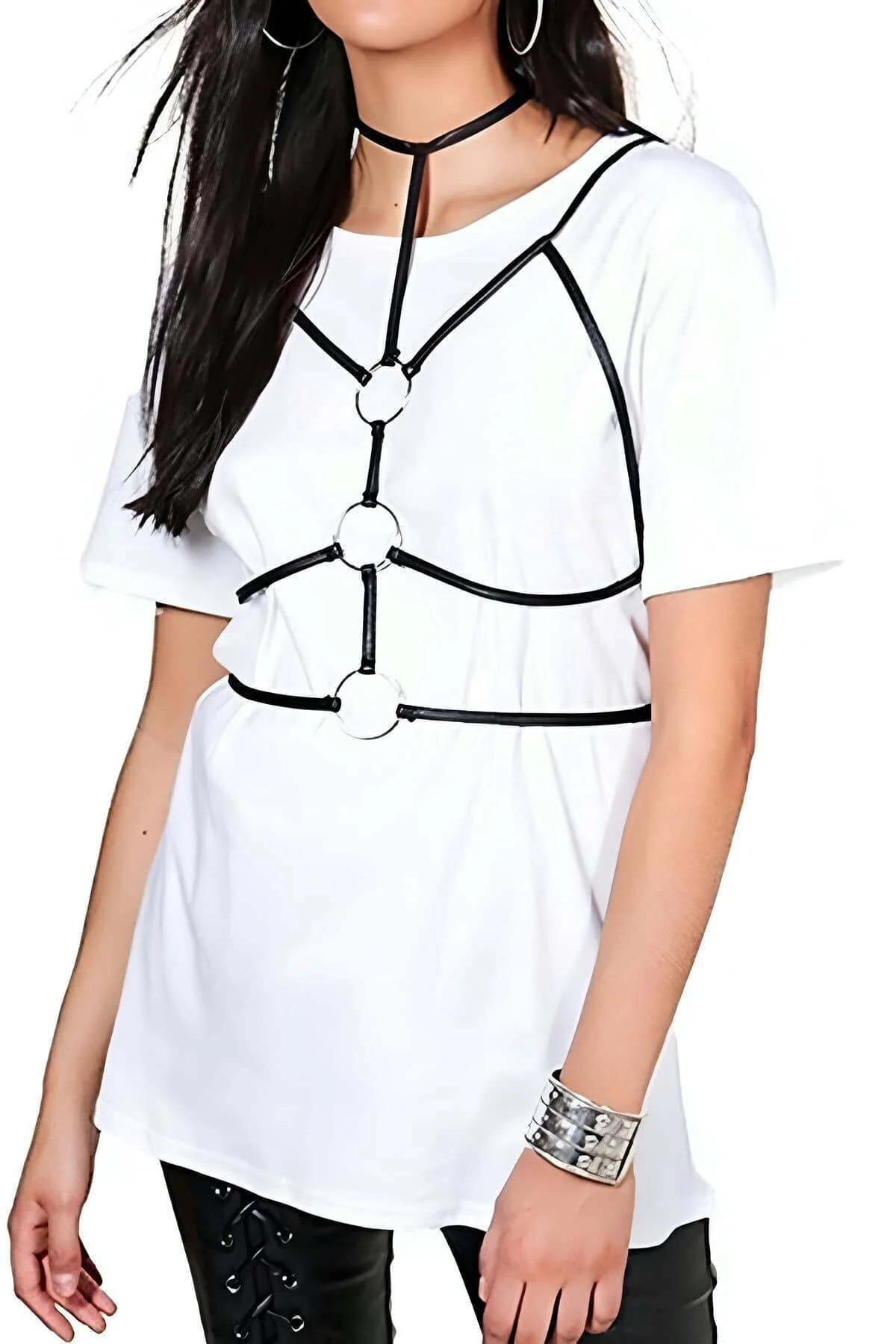 Fashion Body Harness with Adjustable Straps & Rings