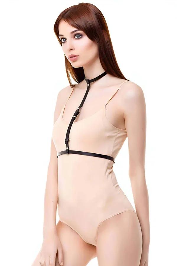 Women's Leather Body Harness – Adjustable Chest & Waist