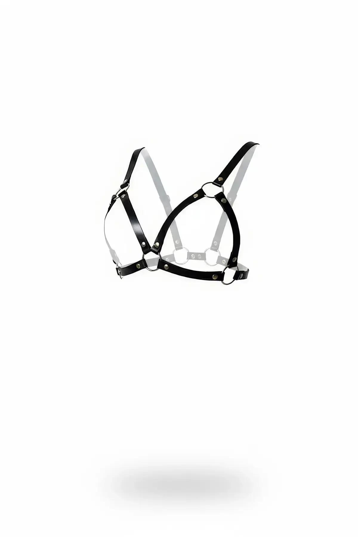 Faux Leather Chest Harness Bralette with O-Ring Details