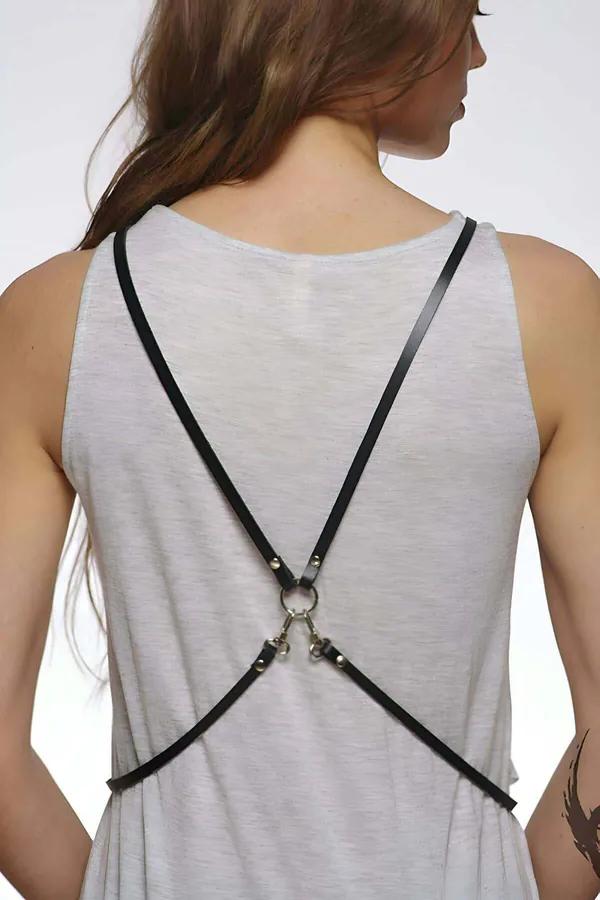 Women's Adjustable Body Harness - Chic Faux Leather X-Back