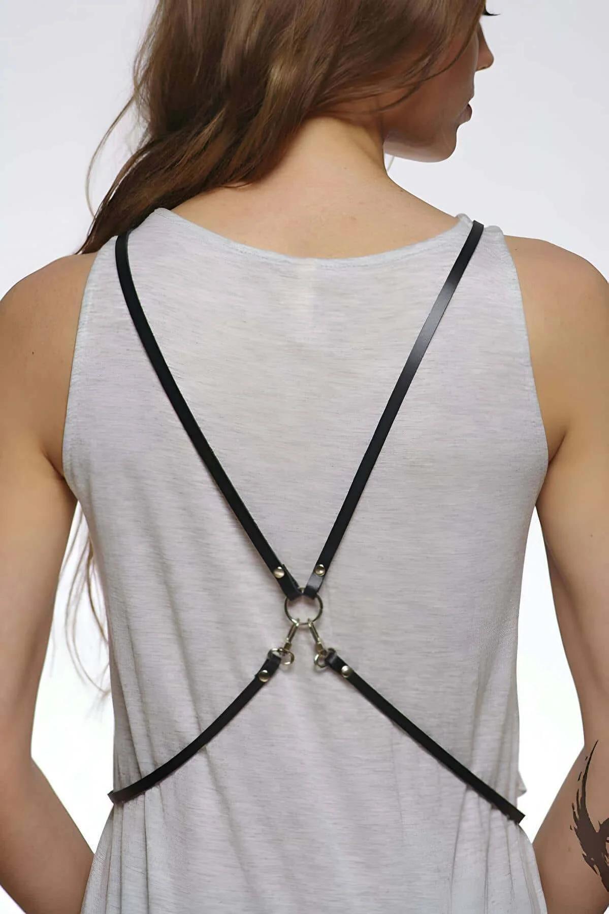 Women's Adjustable Body Harness - Chic Faux Leather X-Back