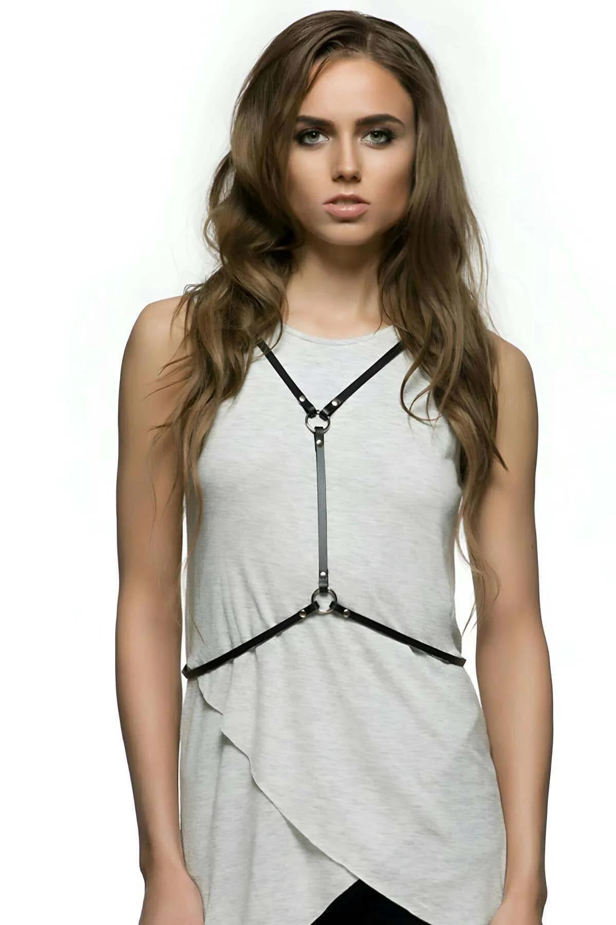 Women's Adjustable Body Harness - Chic Faux Leather X-Back