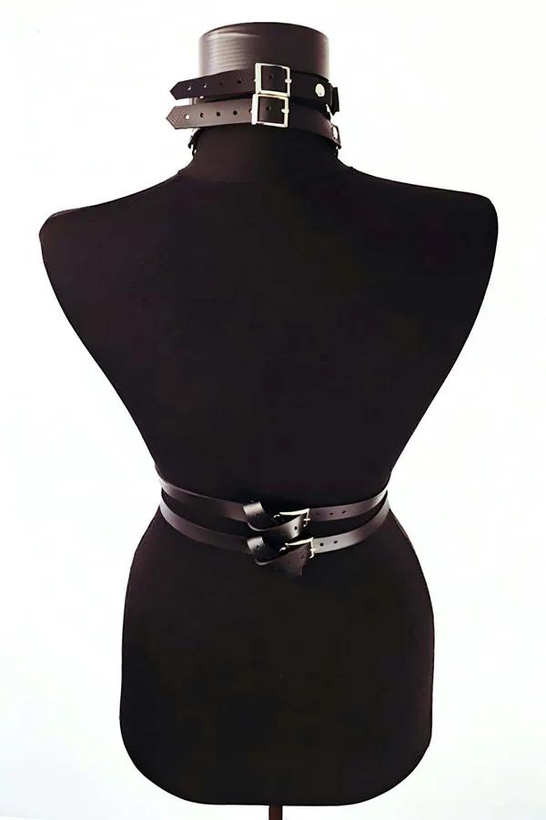 Faux Leather Body Harness – Adjustable Chest & Waist Accessory