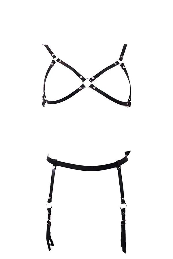 Leather Harness Set Adjustable Body Garter Outfit