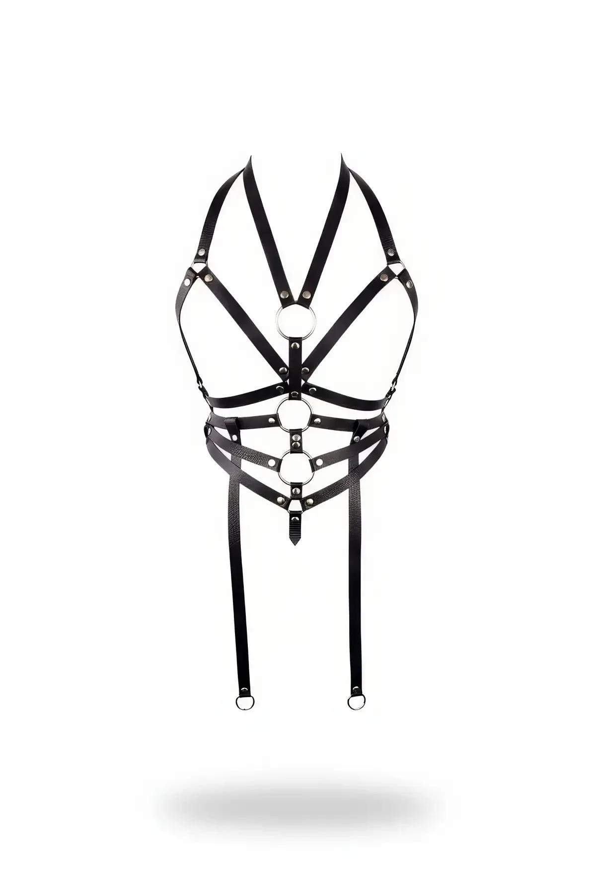 Strappy Chest Harness with O-Ring Halter Top Detail