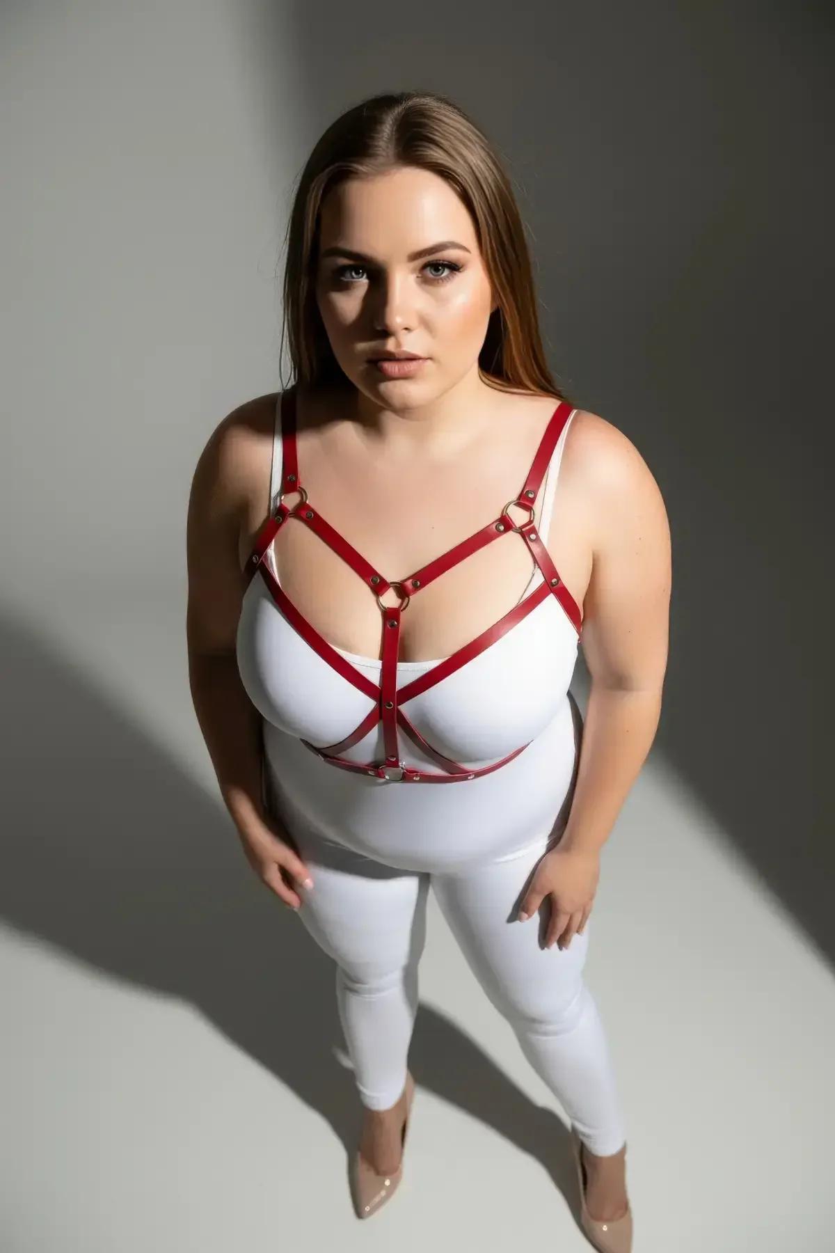 Strappy Red Faux Leather Body Harness