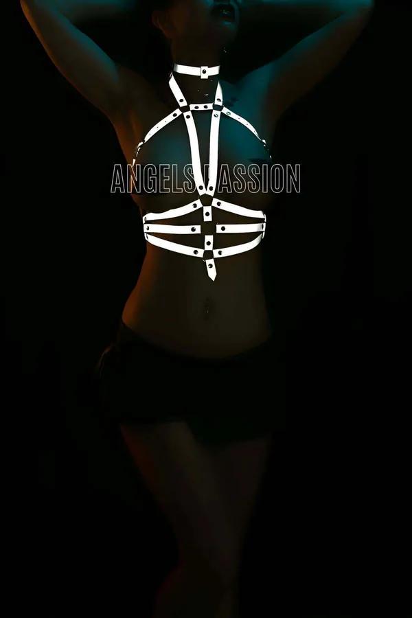 Reflective Body Harness with Collar for Rave & Festival Wear
