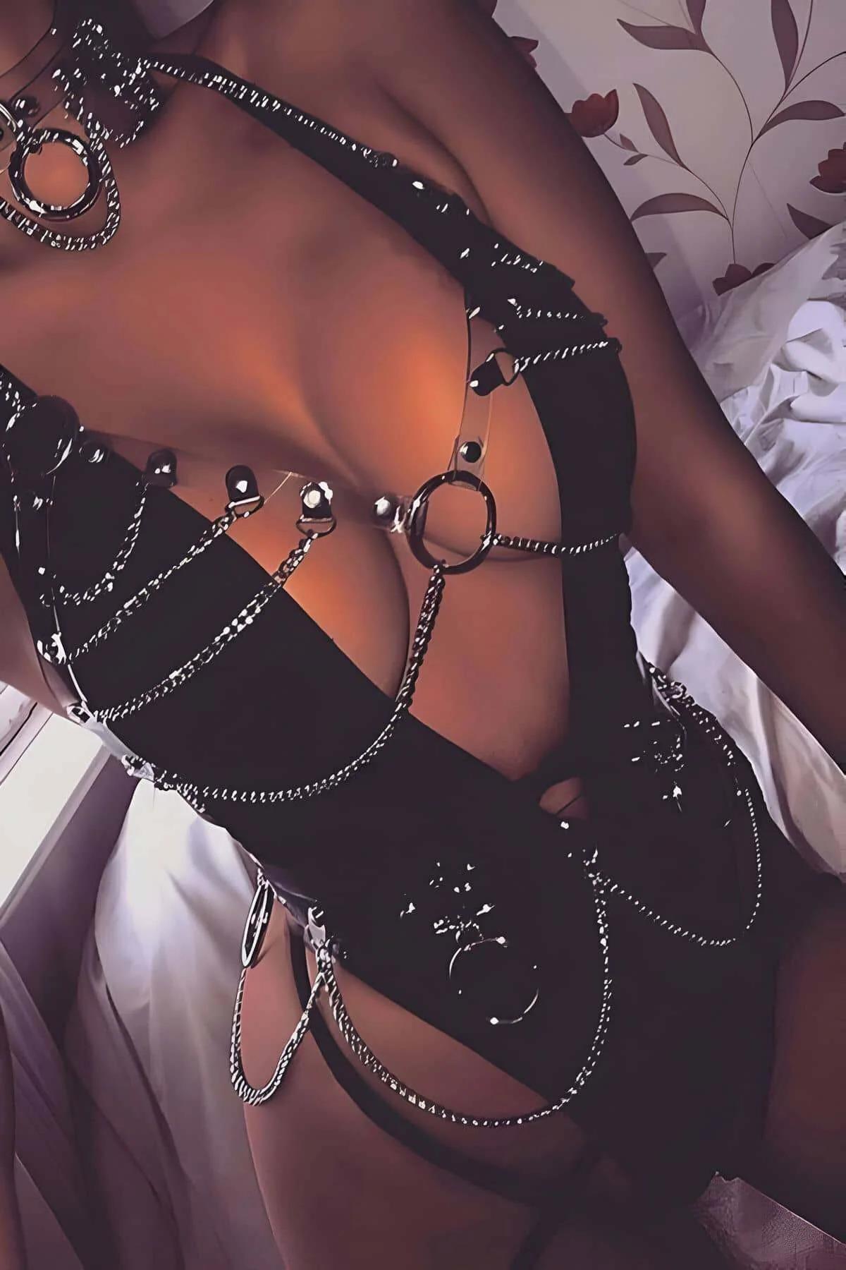 Transparent Chain Fashion Harness with O-Rings