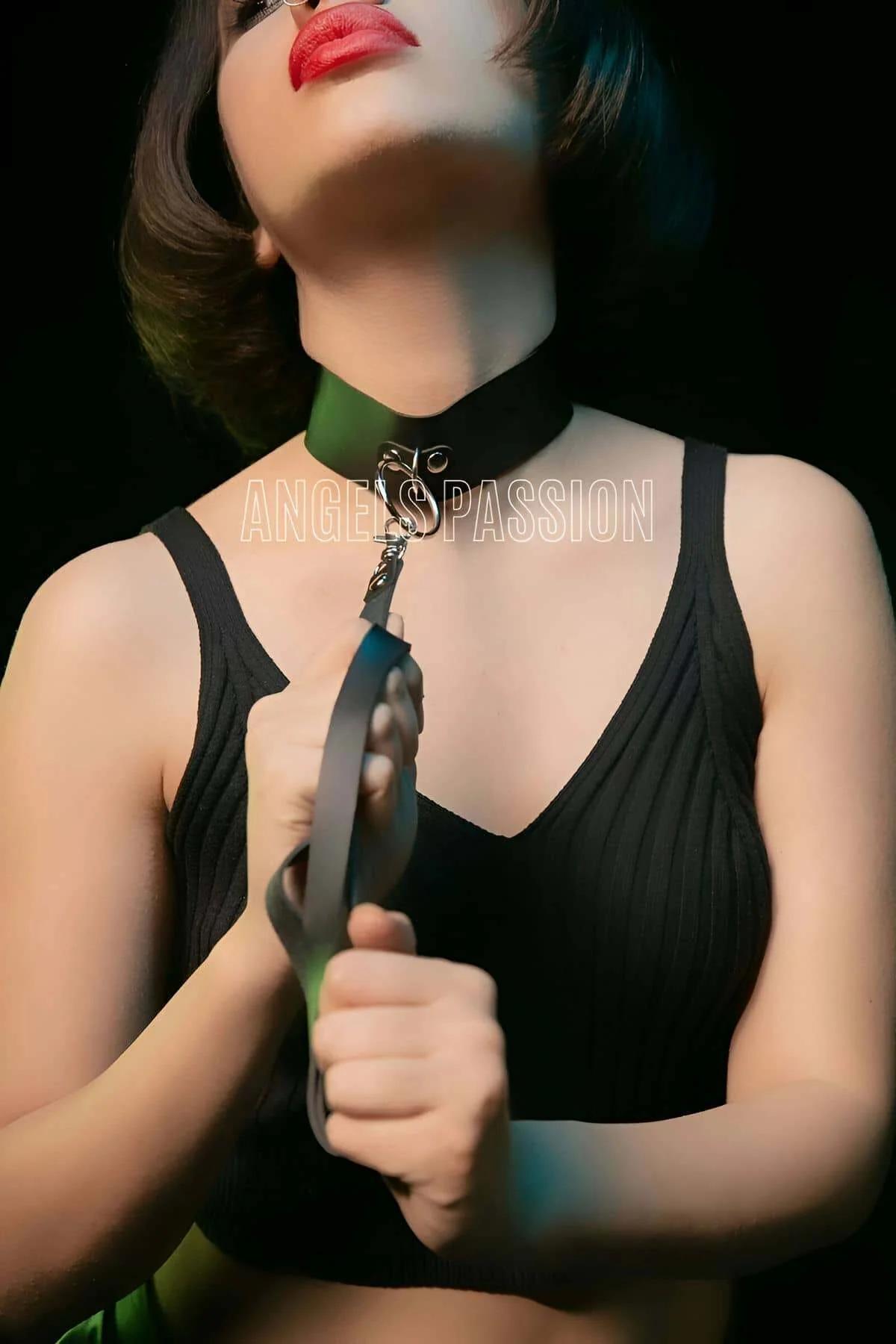 Faux Leather Choker Collar with O-Ring Leash Attachment