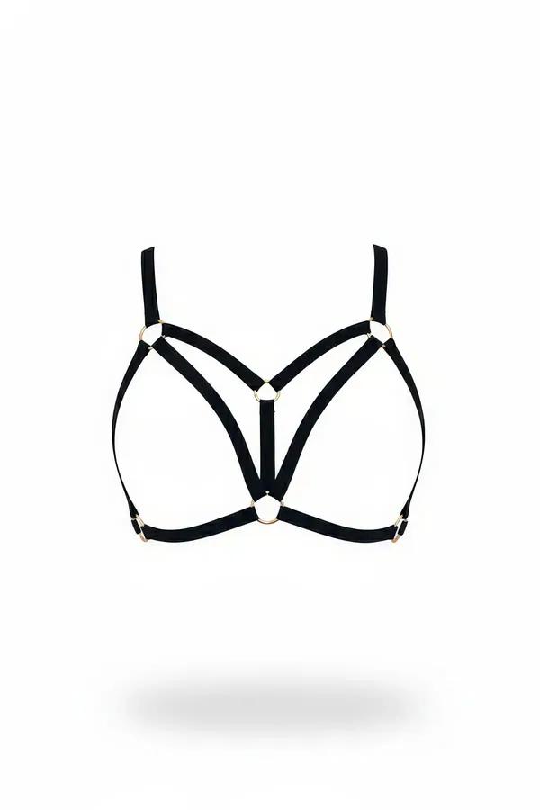 Caged Bra Harness with Gold O-Rings