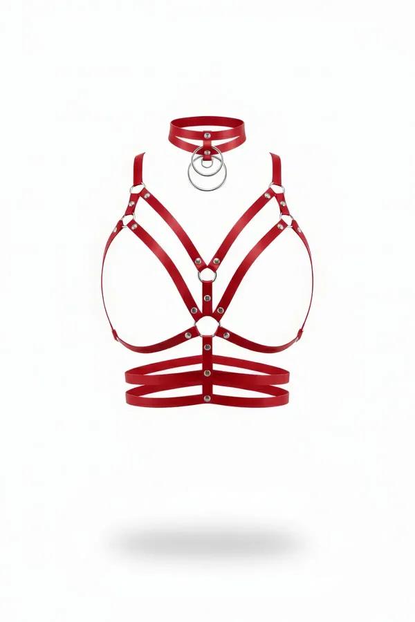 Caged Chest Harness with Multi O-Ring Choker
