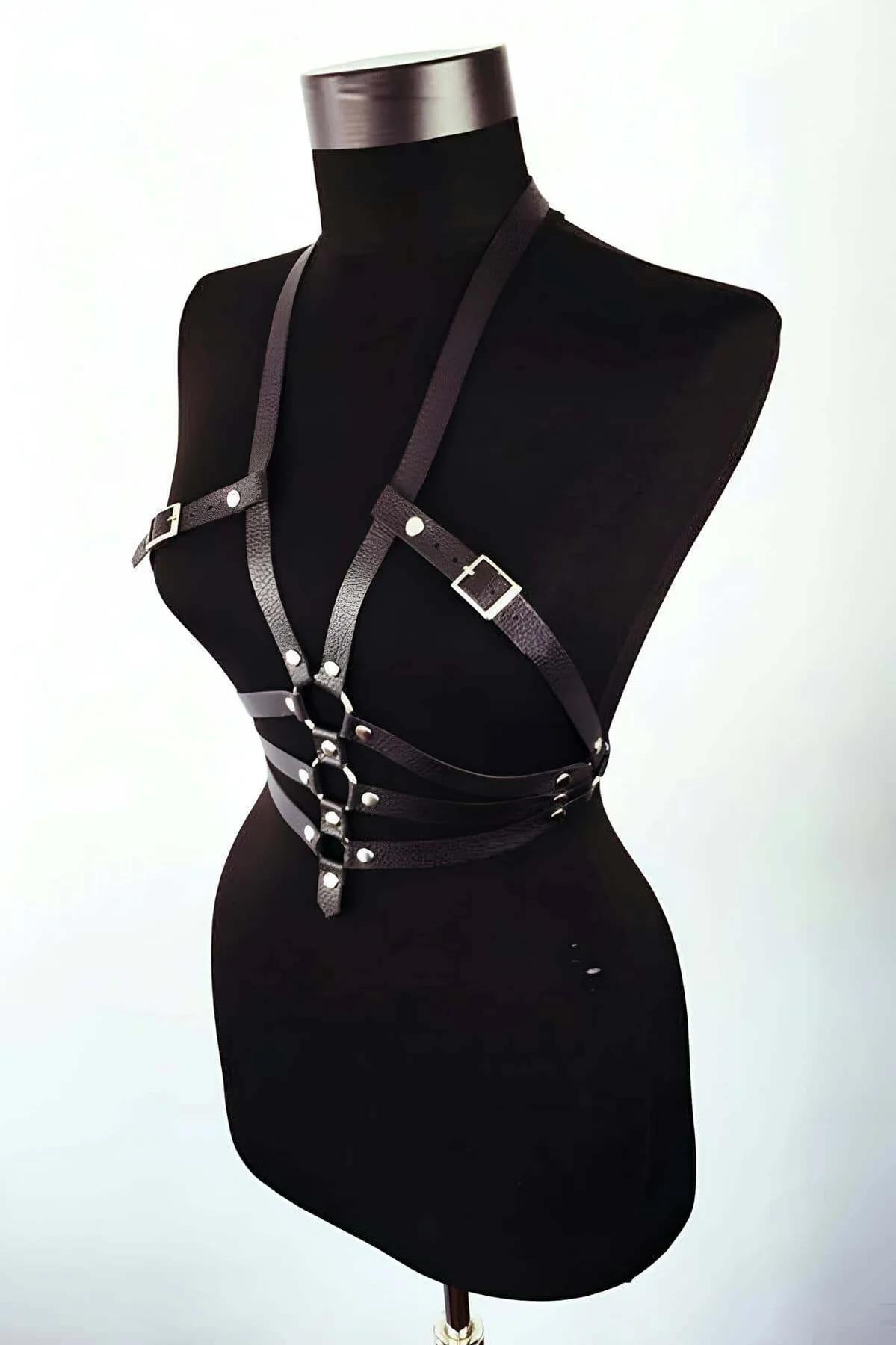 Faux Leather Chest Harness Adjustable Strap Body Fashion Accessory