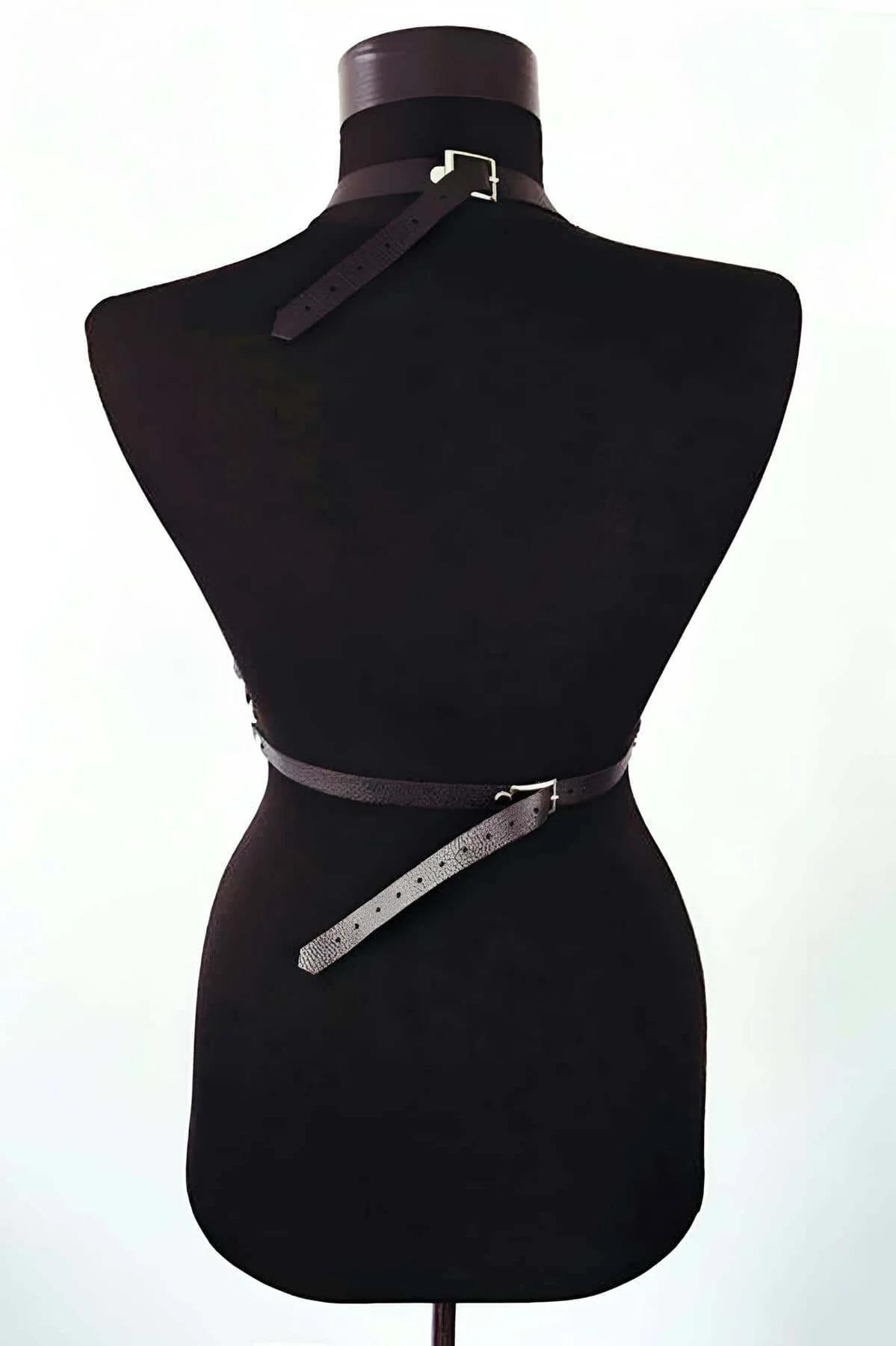 Faux Leather Chest Harness Adjustable Strap Body Fashion Accessory