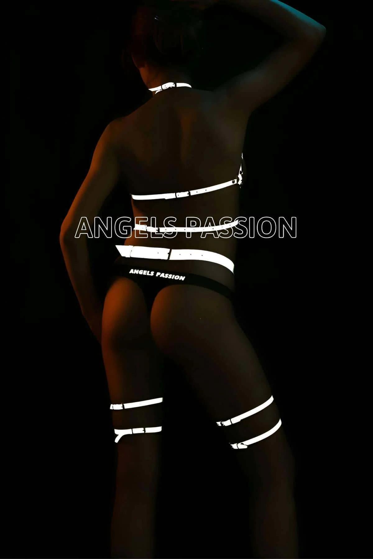 Reflective Harness Lingerie Garter Set - Adjustable Strappy Design