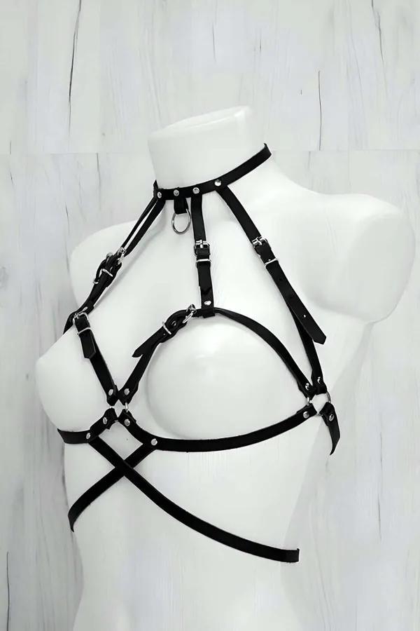 Women's Leather Body Harness Set - Adjustable Strappy Lingerie
