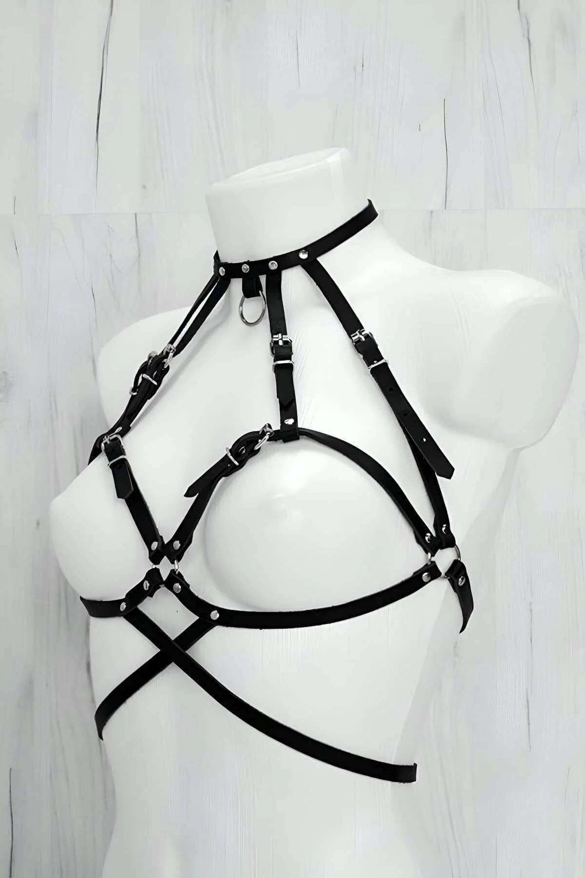 Women's Leather Body Harness Set - Adjustable Strappy Lingerie