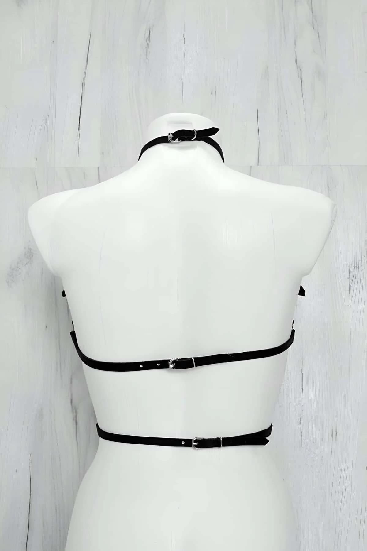 Adjustable Faux Leather Chest Harness for Women