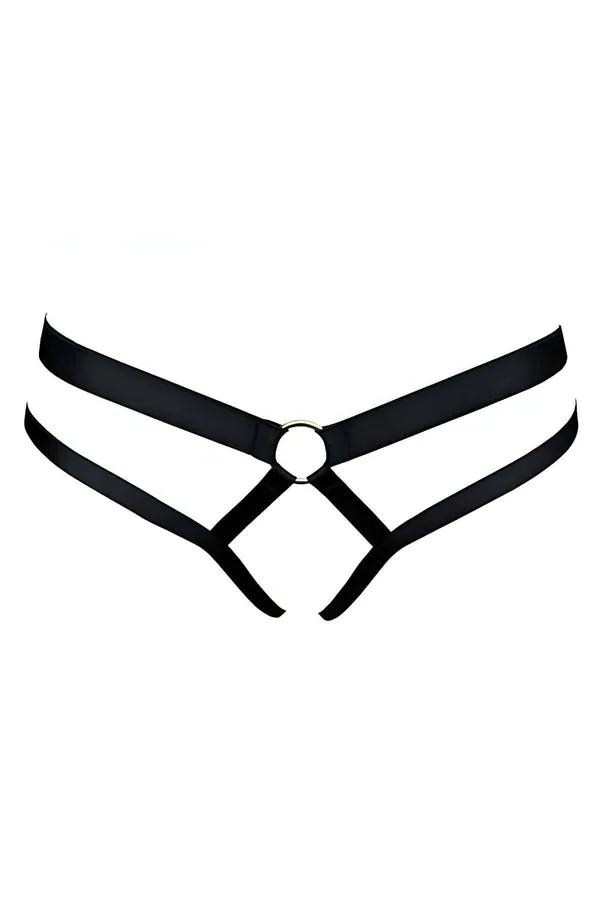Harness Thong Lingerie: Adjustable Strappy Open Crotch Panties