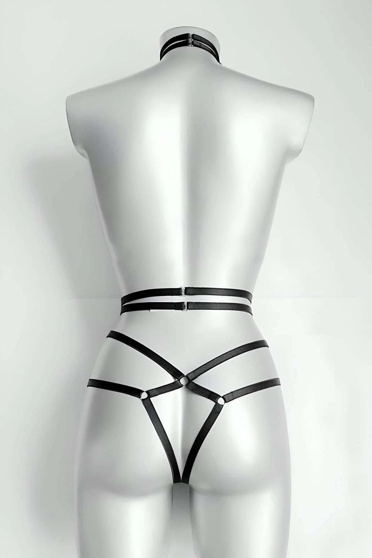 Women's Adjustable Body Harness Lingerie with Garter Straps