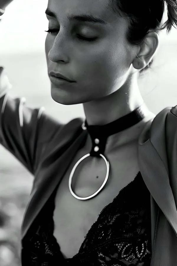 Black Faux Leather Choker with Silver O-Ring