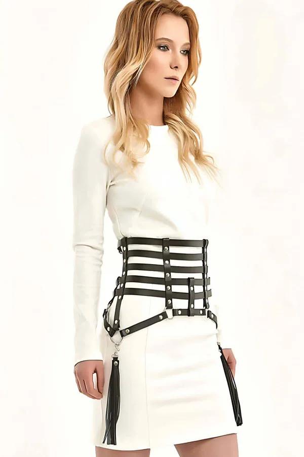 Womens Harness Belt Corset with Stylish Side Tassels