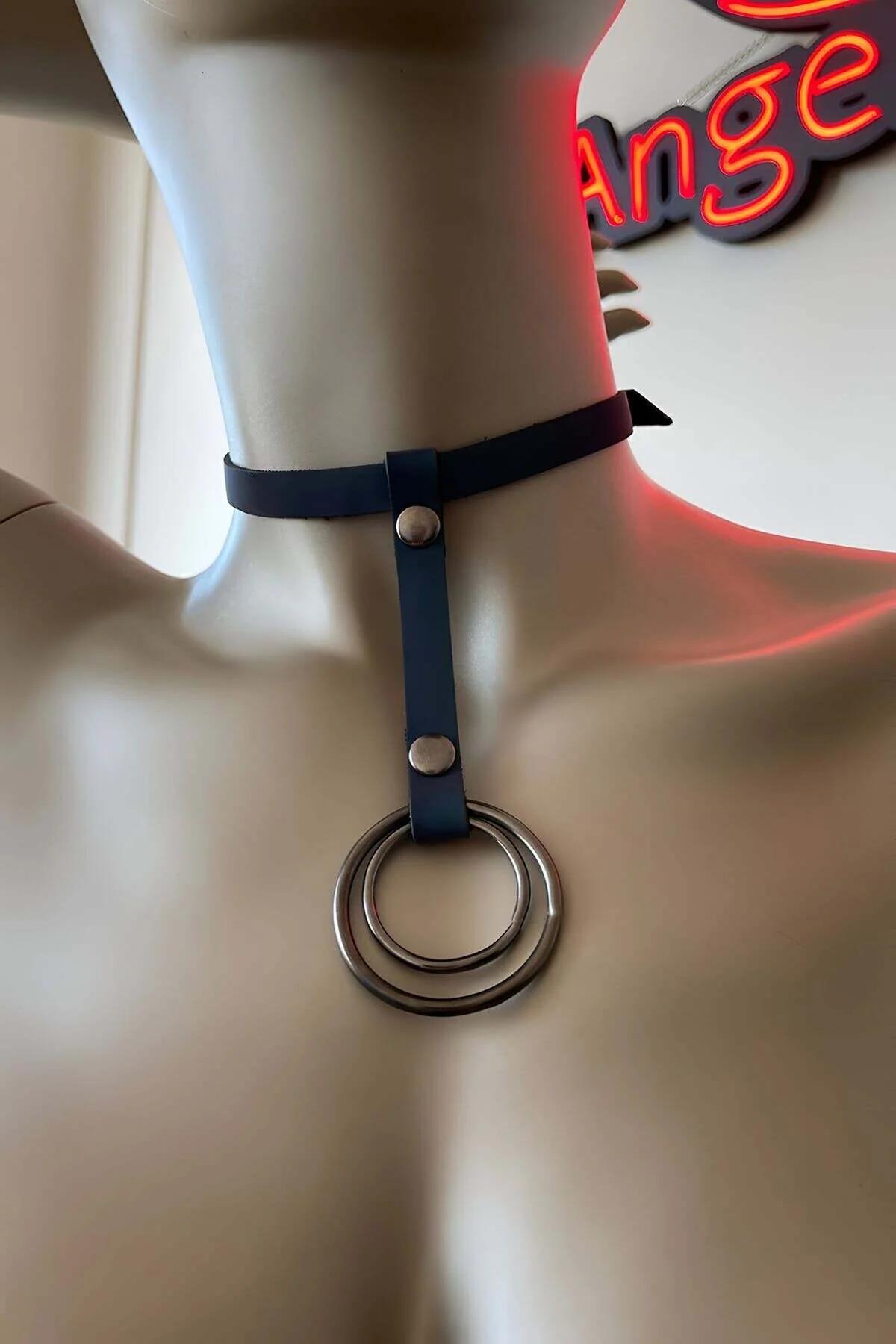 Iridescent Reflective Choker Harness with O-Ring Drop