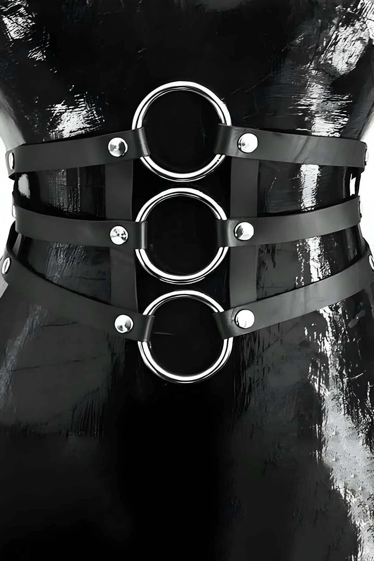 Women's Faux Leather Harness Belt | Adjustable O-Ring Waist