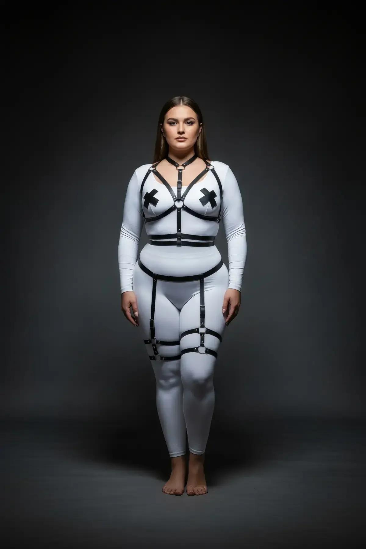 Full Body Harness with Neck Collar & Detachable Garter Straps