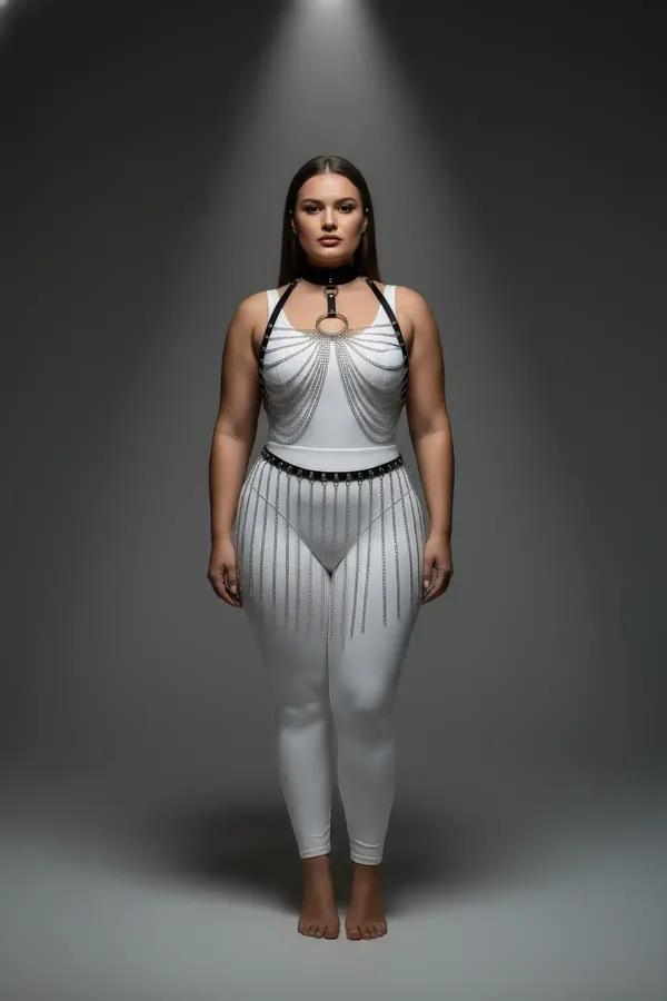 Chained Body Harness Set with Adjustable Waist & Collar