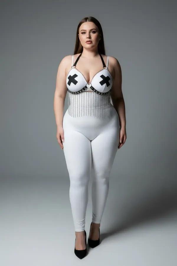 White Chain Detail Body Harness Bra