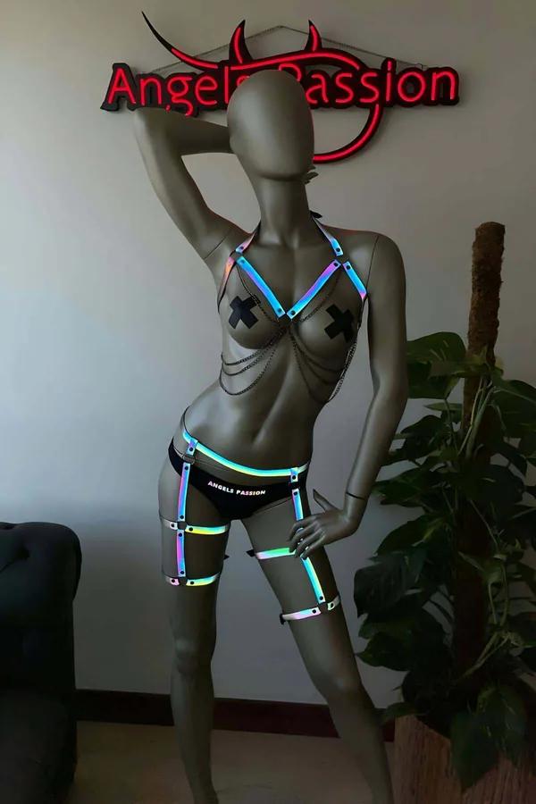 Reflective Body Harness Set - Adjustable Nightclub Straps