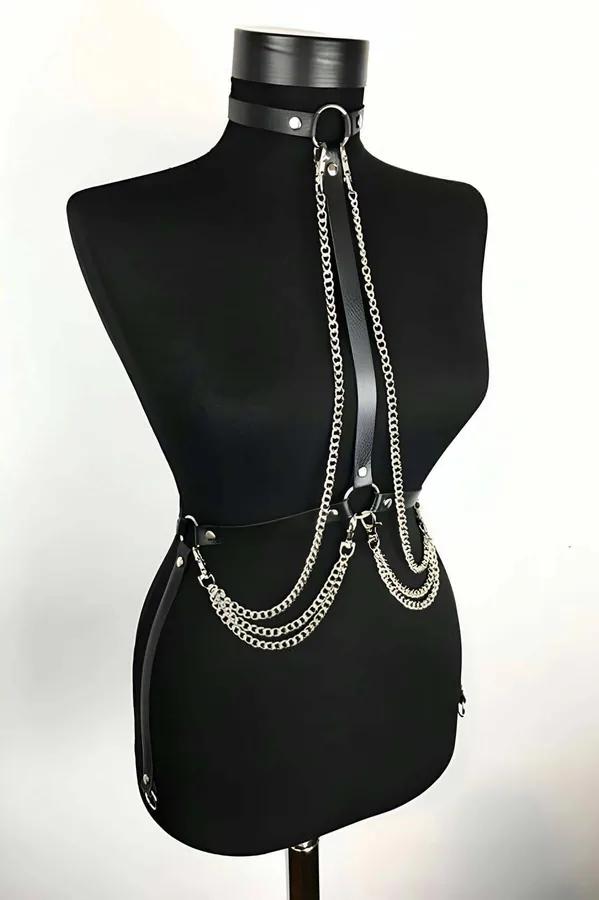 Faux Leather Body Chain Harness - Adjustable & Statement