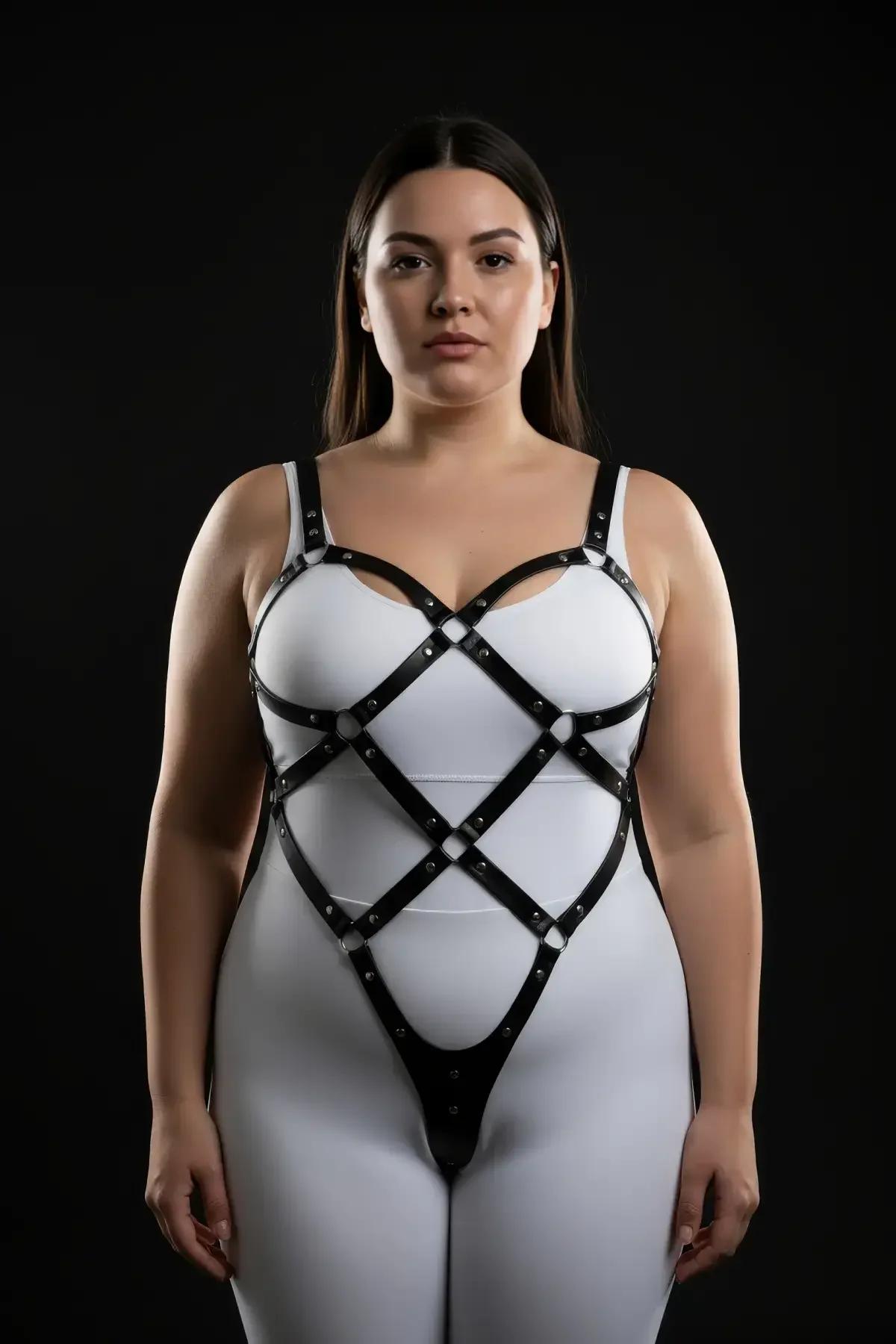 Black Body Harness Plus Size Adjustable Fashion Accessory