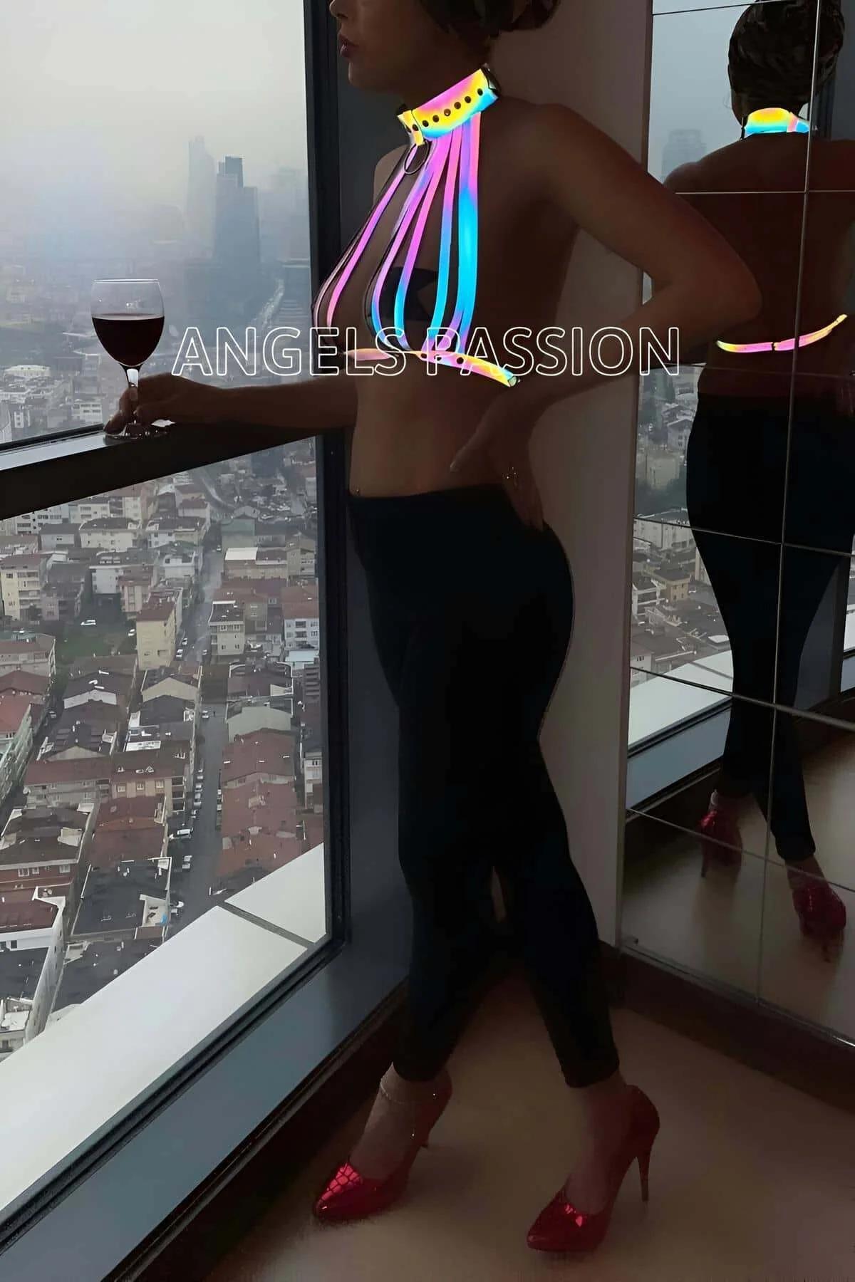 Reflective Rainbow Body Harness Top - Adjustable Clubwear