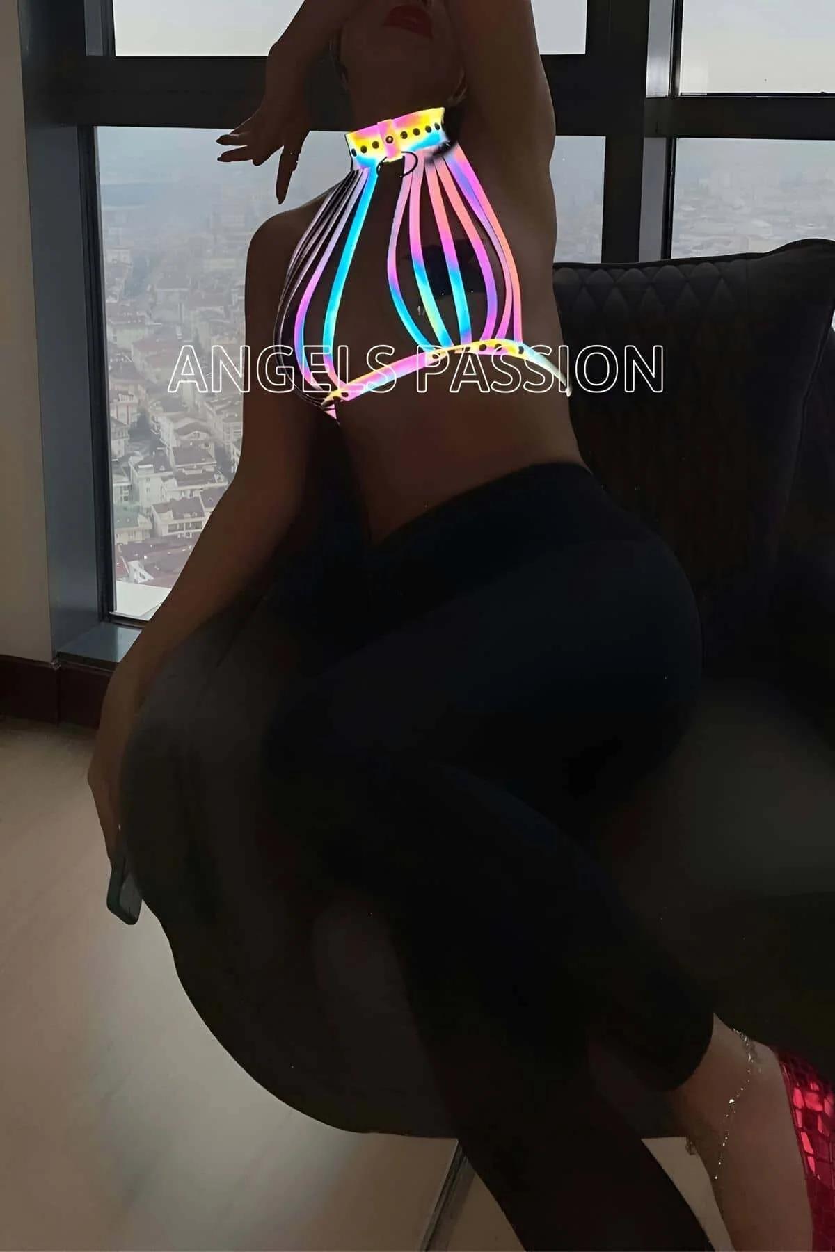 Reflective Rainbow Body Harness Top - Adjustable Clubwear