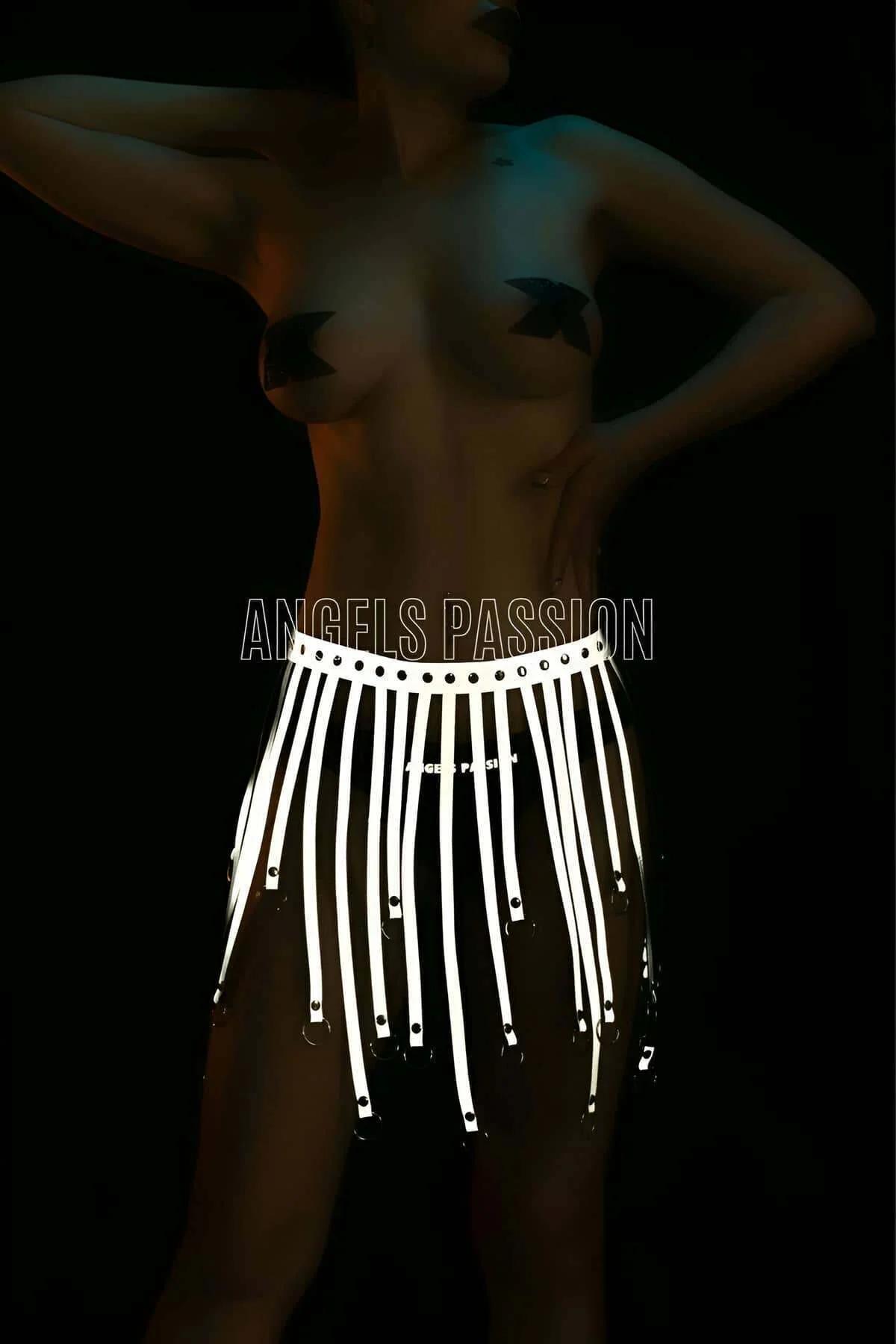 White Reflective Tassel Body Harness