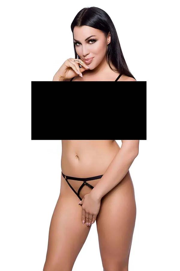 Harness Style Open Crotch Thong Panties - Seductive Intimates